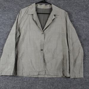 Peter Cohen Blouse Large Gray 100% Silk Lightweight Blazer Jacket Office Luxury
